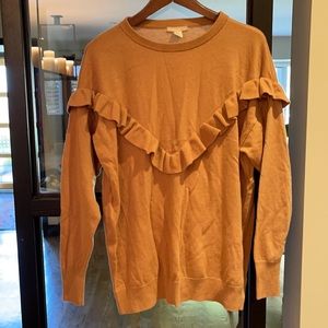 H&M oversized camel ruffle detail sweater. Never worn.